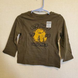Old Navy Long Sleeve Boys Graphic T‎ Shirt. 18-24 Months. Green. NWT. Bear